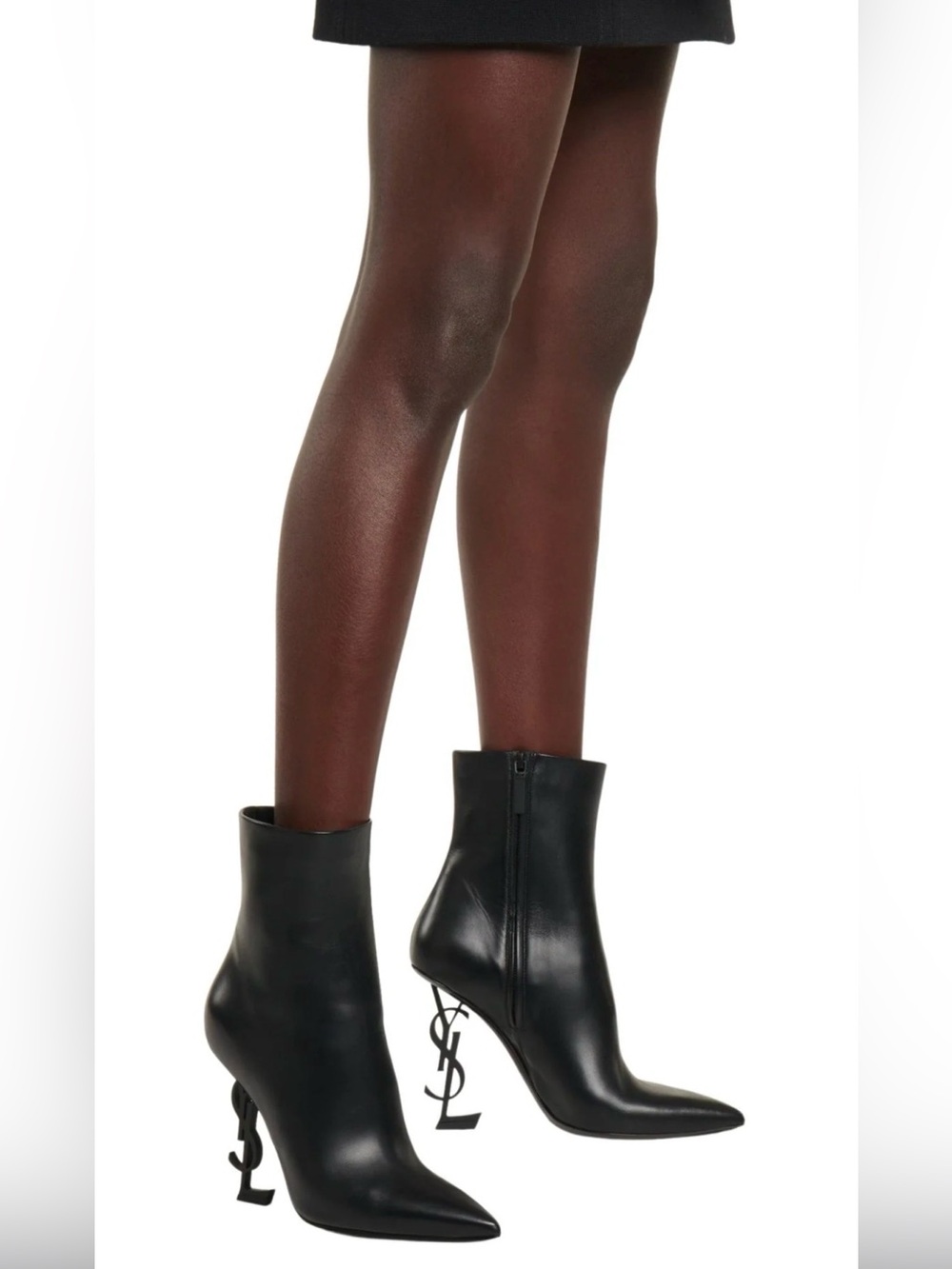 YSL Black Opyum Leather Ankle Boots